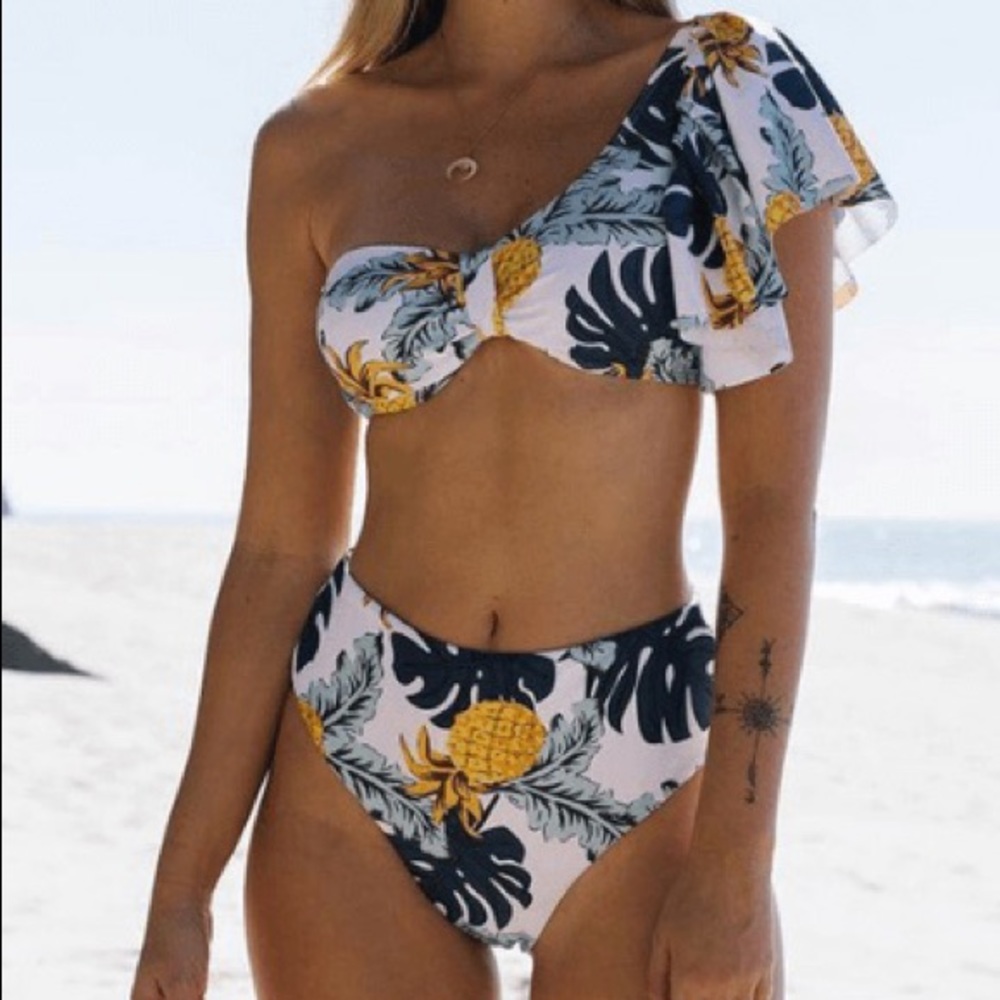 Two piece, one shoulder bikini
